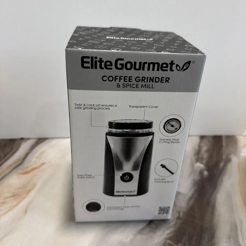 Elite Gourmet Coffee Grinder & Spice Mill ETS-9053 Stainless Steel Blades NEW - Picture 3 of 6